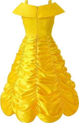 Vista 3 de knemmy Princess Dress Up Clothes Halloween Beauty and Beast Costume for Girl Cosplay Birthday Outfit Yellow