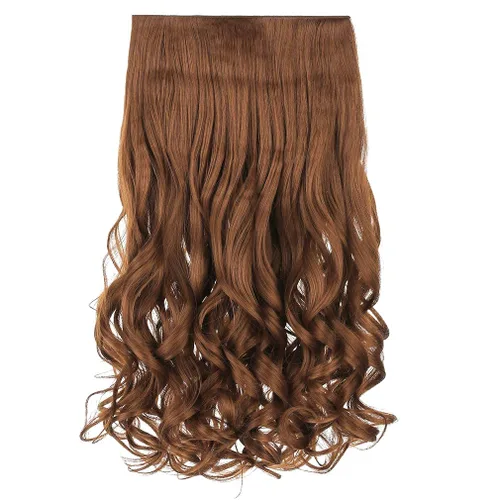 Vista 13 de REECHO Extensiones de cabello rubio, extensiones de una pieza con clip de 20" para mujer, extensiones de cabello sintético suave y natural con ondas