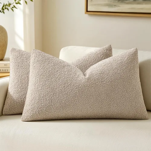 Vista 29 de MIULEE - Fundas de almohada decorativas para sofá lumbar de 16 x 16 pulgadas, color beige Set of 2 Textured Neutral Throw Pillow Covers, Accent