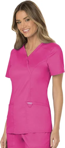 Vista 4 de Cherokee WW610 - Camiseta de ropa quirúrgica para mujer, estilo cruzado falso, para trabajar