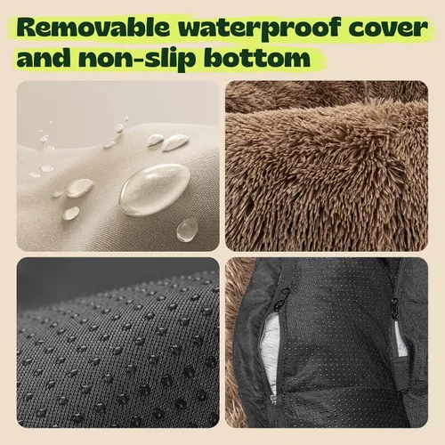 Vista 5 de Cama ortopédica con forma de dona de alta calidad para perros de tamaño grande, cama ortopédica de espuma viscoelástica doble para perros