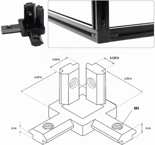 Vista 5 de 20 piezas de conectores de extrusión de aluminio 2020, conector de esquina de 3 vías, soporte de esquina interior en L, conector de junta de esquina