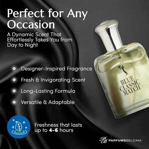 Vista 3 de PB ParfumsBelcam CM Deep Blue Eau de Toilette en espray para hombre, colonia de cítricos acuáticos frescos con bergamota, notas marinas y almizcle