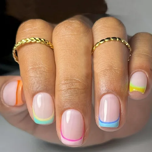 Vista 33 de Uñas Postizas Cuadradas Cortas con Diseños de Lazo 3D, Uñas Postizas de Leopardo con Punta Francesa, Uñas Adhesivas Brillantes, Uñas Acrílicas Nude
