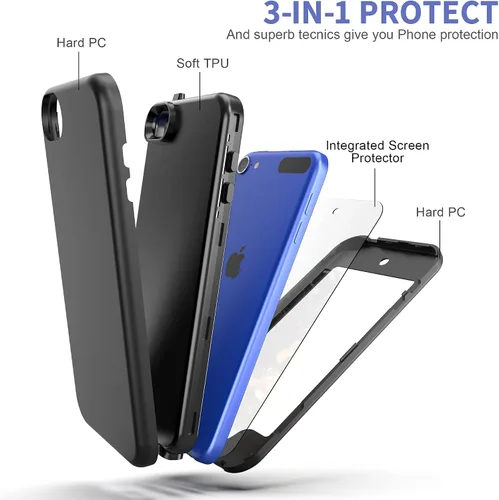 Vista 7 de Funda para iPod Touch 7 con protector de pantalla, para iPod Touch 6, funda para iPod Touch 5, ligera, de cuerpo completo, protección resistente