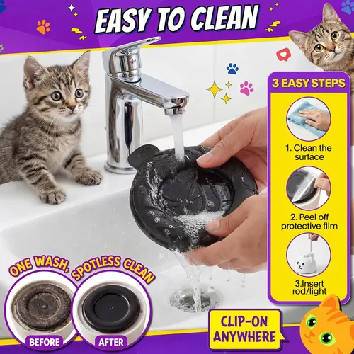 Vista 6 de Juguetes interactivos para gatos de interior: Varita de plumas de ave voladora con giro automático de 360° mejorada con varilla protegida de Blanco