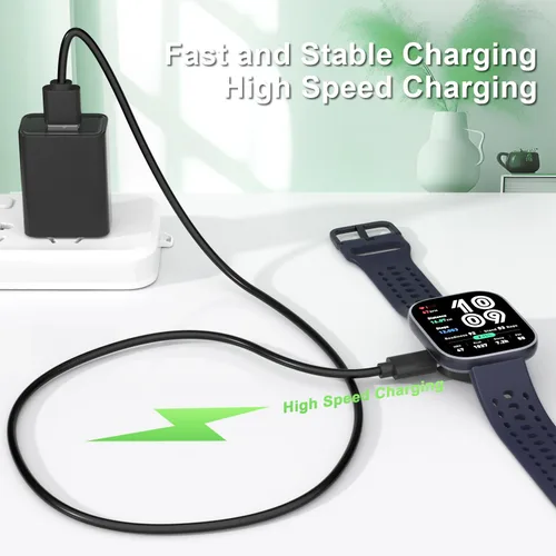 Vista 3 de Cargador de reloj para Amazfit Bip 6/Active 2, adaptador magnético de carga rápida de pared y cable, cable de carga magnético de 3.3 pies