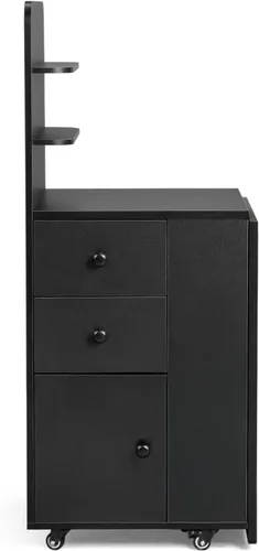 Vista 3 de Mesa de manicura plegable – Estación de escritorio plegable para uñas con ventilación eléctrica descendente, ruedas bloqueables, reposabrazos