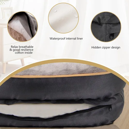 Vista 5 de Cama Joyself ortopédica de espuma viscoelástica con cubierta lavable extraíble para perro y juguetes con sonido de regalo, Gris