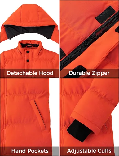 Vista 5 de ZSHOW Abrigo de invierno para niños, resistente al agua, cálido, acolchado, con capucha extraíble