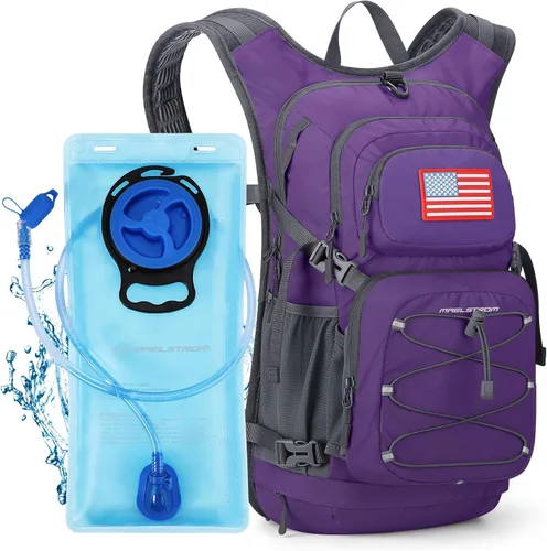 Vista 10 de Maelstrom Lightweight Hydration Hiking Backpack with 2L/3L Water Bladder BPA-free, High Flow Bite, Insulated Compartment, Reflective Strip