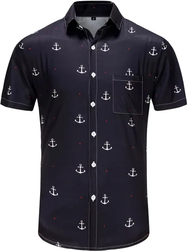 Vista 236 de KYKU - Camisa hawaiana funky para hombre, ropa tropical para vacaciones en Palm Beach