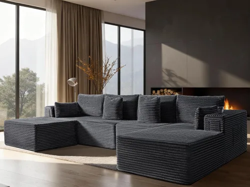 Vista 64 de Sofá modular de gran tamaño de 108 pulgadas, cómodo sofá deshuesado en forma de U para sala de estar, asientos extra profundos, sin montaje, sofá