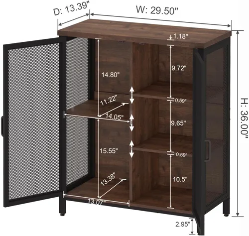 Vista 7 de BON AUGURE Armario rústico de barra de café para el hogar, mesa consola rústica detrás del sofá, juego de muebles de madera y metal para sala
