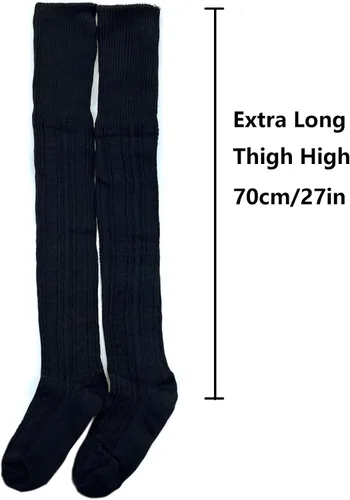Vista 3 de Bestjybt Calcetines altos extra largos para mujer, calcetines de punto de algodón por encima de la rodilla