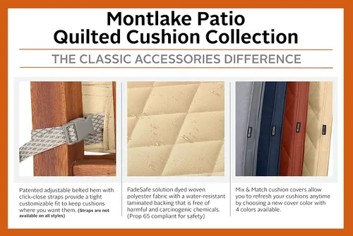 Vista 5 de Classic Accessories Montlake FadeSafe FadeSafe - Funda de cojín acolchada para patio, resistente al agua, 21 x 19 x 3 pulgadas, manzanilla