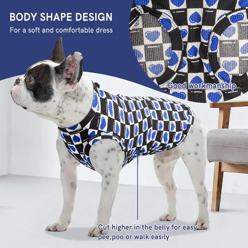 Vista 10 de Camisas hawaianas para perros, de secado rápido, de malla refrescante, de verano, con estampado de coco para perros pequeños, azul y amarillo, XS