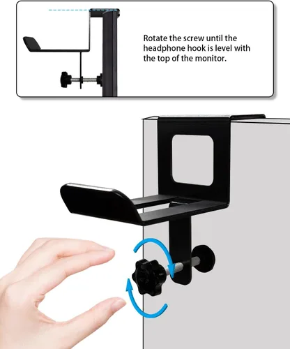 Vista 3 de Soporte trasero de monitor para auriculares, no necesita adhesivo, organizador de escritorio que ahorra espacio, compatible con diferentes monitores