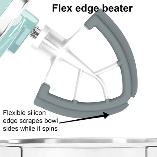 Vista 3 de Batidor de borde flexible de 4.5/5 cuartos de galón para batidora KitchenAid con cabezal inclinable, hoja fundida a presión de metal con bordes