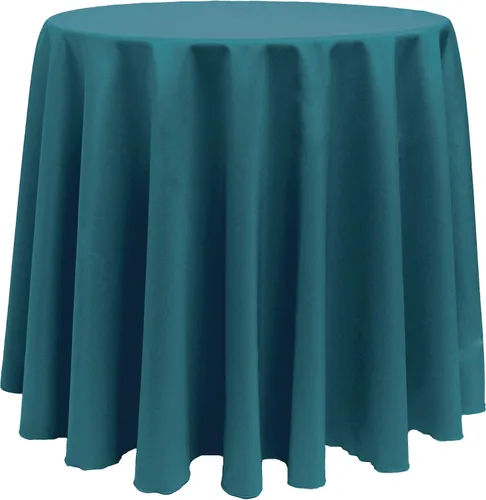 Vista 45 de Ultimate Textile Mantel redondo de lino de poliéster de 132 pulgadas, color rojo festivo