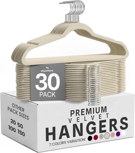 Vista 35 de Utopia Home - Perchas de terciopelo, color negro, paquete de 20 Luxury Non-Slip Slim Pant & Coat Hangers Strong Space-Saving Clothes Hangers