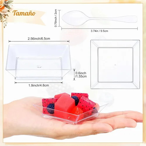 Vista 3 de 300 juegos de mini platos de postre con cucharas de 1 onza 2.4