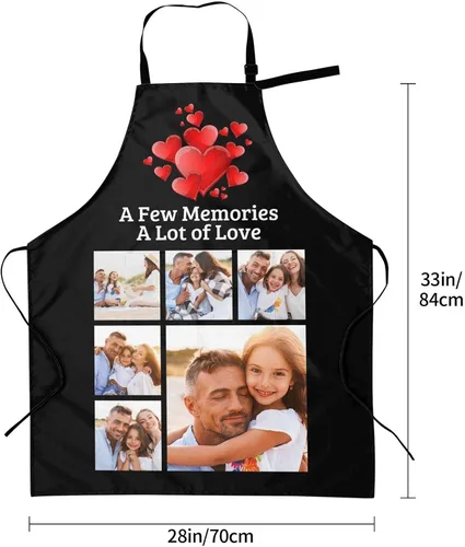 Vista 3 de EAQ Delantales personalizados para mujeres y hombres, delantales personalizados con foto personalizada para cocinar, servir, cafetería