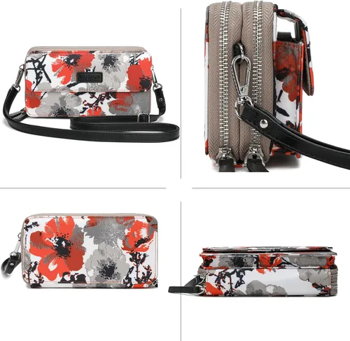 Vista 4 de Lanyani Cartera cruzada RFID con bolsillo para teléfono para mujer, cuero vegano