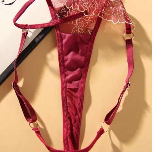 Vista 7 de SLITHICE Bragas sexy de malla bordada floral para mujer, con talla ajustable