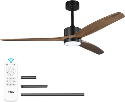 Vista 14 de TCL Ventilador de techo de madera natural de 52 pulgadas con luz y control