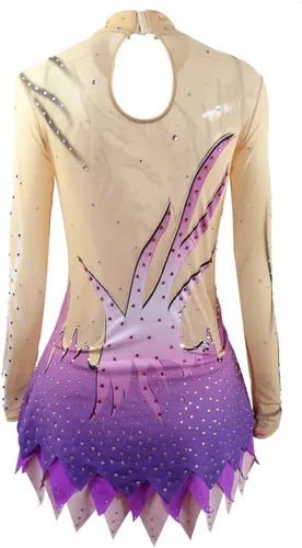 Vista 2 de LIUHUO Leotardos de gimnasia rítmica para niñas, con estampado de diamantes, ropa de equipo para adolescentes