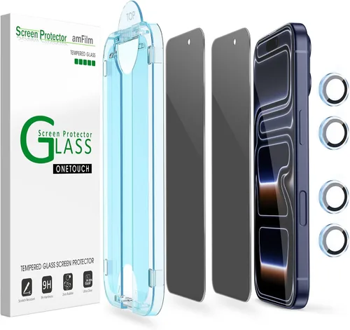 Vista 13 de amFilm Protector de pantalla OneTouch Privacy para iPhone Air 17 de 6.5'' + Protector de lente de cámara Instalación con alineación automática