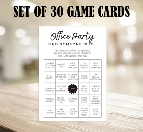 Vista 2 de Juego de fiesta de oficina - Juego de oficina para encontrar a alguien que (30 cartas), juegos para romper el hielo en equipo, actividades de fiesta