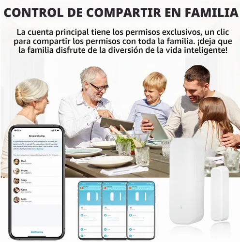 Vista 6 de Sensor de puerta WiFi inteligente: sensor de ventana inalámbrico con alerta de notificación de aplicaciones, sensor de contacto abierto de puerta