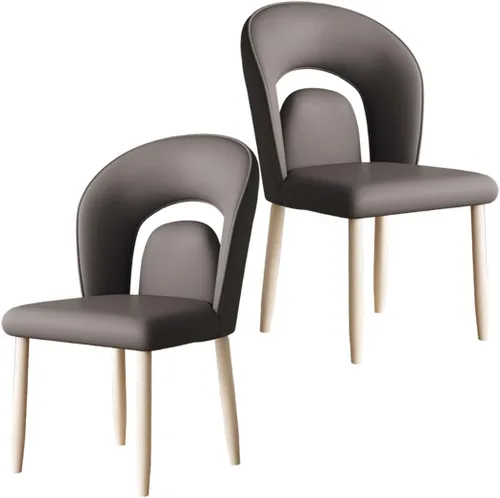 Vista 36 de YVYKFZD Leather Dining Chairs, Kitchen Chairs Set with Curved Back, Upholstered Dining Room Chair, Armless Comfy Side Chair, for Living Room, Dark