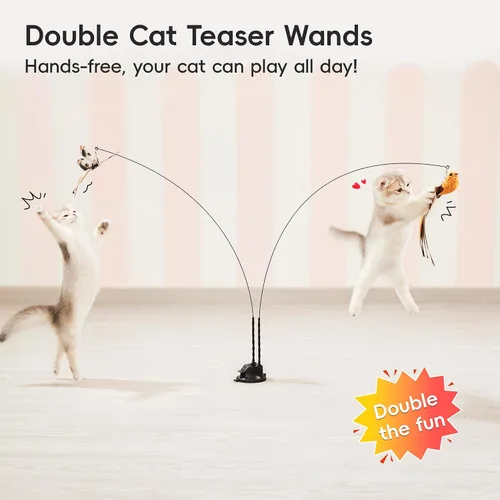 Vista 8 de Potaroma Juguetes de varita para gatos con ventosa, juguete interactivo