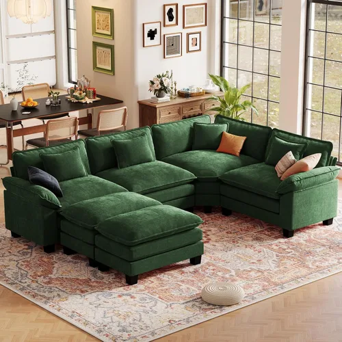 Vista 113 de CDCASA Silla de acento de gran tamaño de 50'' con otomana Asiento extra ancho y profundo estilo sofá nube para sala de estar, dormitorio, rincón