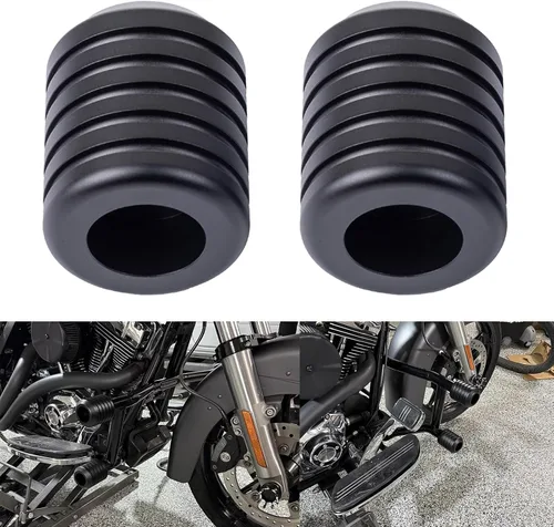 Vista 2 de Advanblack ProTek Deslizadores de Barra Antivuelco Harley Mecanizados de 1.25" Rueda Decorativa Extremo Giratorio Para Protector de Motor Delantero