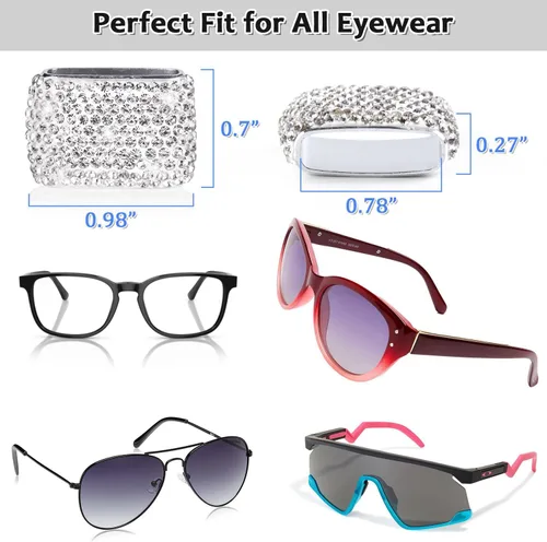 Vista 2 de ToBeQueen Soporte para gafas de sol con brillos para el salpicadero del coche, colgador de gafas de sol de diamantes de rinestone para el coche