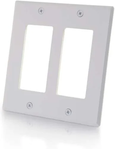 Vista 18 de C2G 03721 Placa de pared Keystone de dos puertos, color blanco