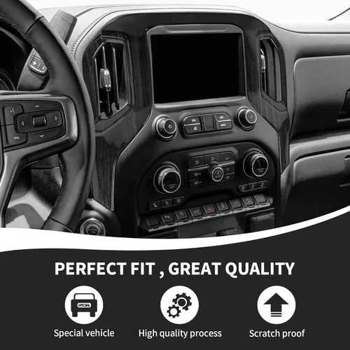 Vista 4 de RAZPOY Cubierta para panel de navegación Silverado, consola central, panel de navegación GPS, compatible con Chevy Silverado 2019-2021 y GMC-Sierra
