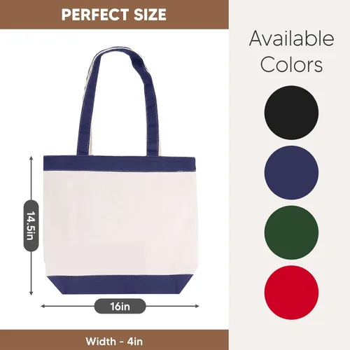 Vista 3 de Bolsa de lona con asas para mujer, bolsa de tela reutilizable para comestibles y compras a granel, bolsa de algodón en blanco, adecuada