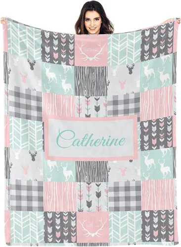 Vista 23 de Woodland - Manta de bebé personalizada para niños, manta de bebé personalizada con nombre Adventure Awaits Stuff recién nacido, regalo de guardería