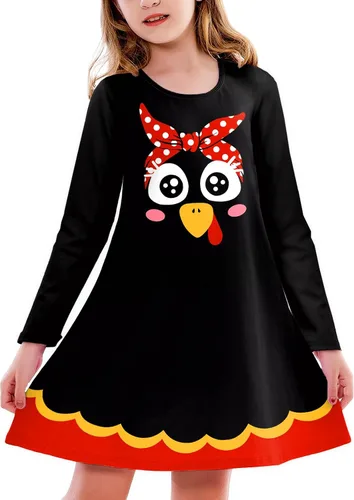 Vista 30 de Deerose Vestido de manga larga para niñas del día de San Patricio Mardi Gras, de 3 a 14 años Navidad café