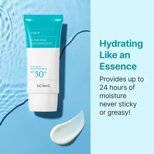 Vista 4 de SCINIC Enjoy Super Mild Sun Essence EX 1.69 fl oz (1.7 fl oz) SPF 50+ Protector solar ligero, de rápida absorción e hidratación, cuidado