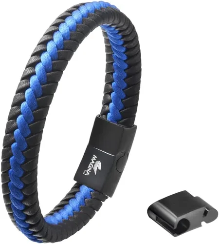 Vista 3 de Pulsera trenzada de cuero genuino para hombre