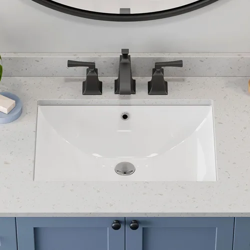 Vista 17 de HOROW Lavabo de Baño Rectangular para Montaje Inferior, Lavabo Rectangular de Vasija de 20 x 15 Pulgadas con Rebosadero, Lavabo de Cerámica Blanca