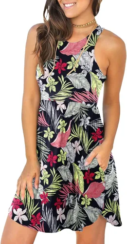 Vista 33 de HiMONE Vestidos de Vacaciones para Mujeres 2025 Vestido de Verano Vestidos Casuales de Verano para Mujeres Vestidos Casuales de Playa Petite Azul