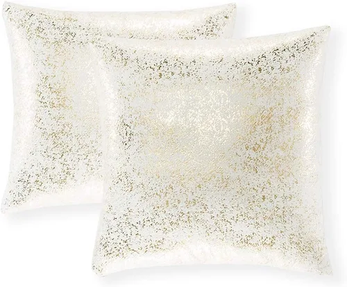 Vista 53 de Xinrjojo Juego de 2 almohadas brillantes en negro y dorado, almohadas suaves y brillantes decorativas, juego de fundas de almohada cuadradas negras