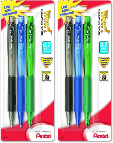 Vista 3 de Pentel Wow - Lápiz mecánico, 0.028 in, barriles surtidos, paquete de 3 (AL407BP3M)
